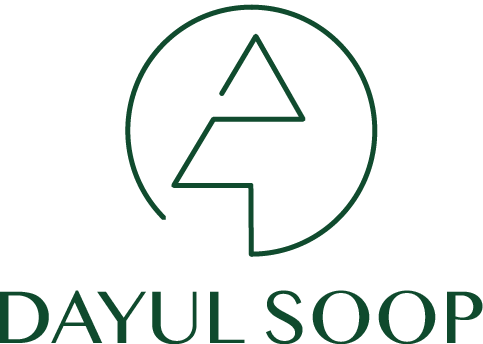 Dayul Soop brand identity logo with tree mark and English wordmark