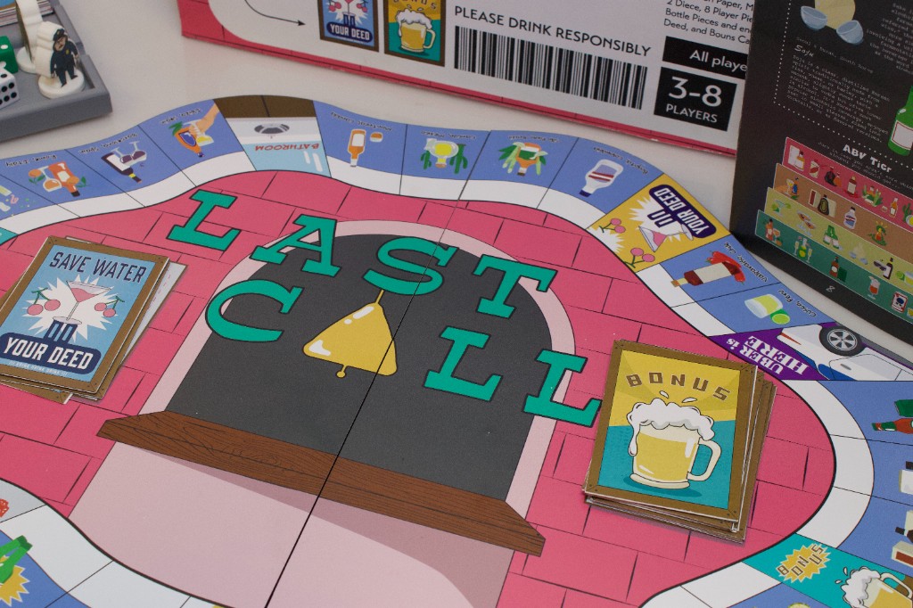 Last Call board with Save Water and Bonus card piles