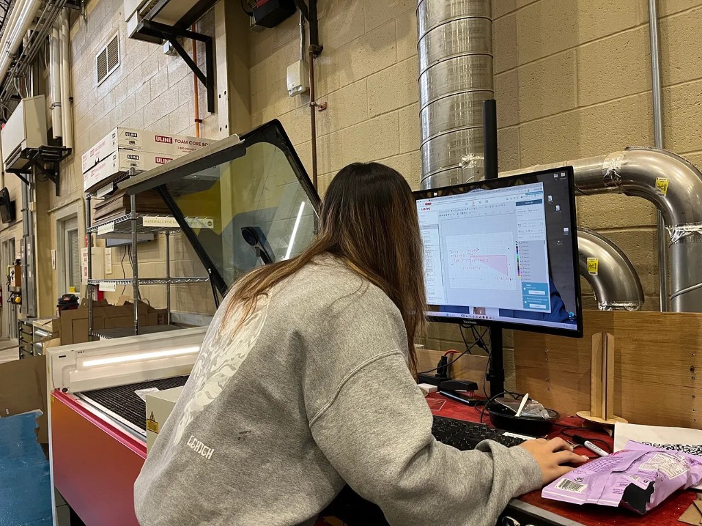 Preparing Braille laser-cut files at the workshop computer