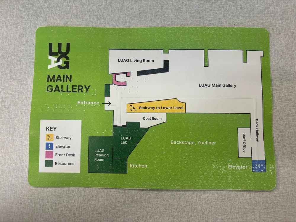 Embossed LUAG Main Gallery map with shallow Braille dots