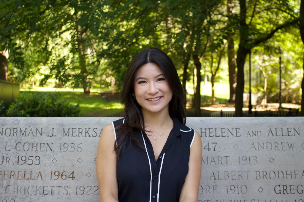Portrait at an inscribed stone bench