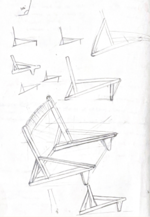 Triangular structure chair sketches